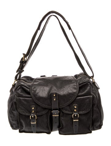 Leather Classic Military Shoulder Bag Large Vintage