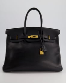 Hermes Hermès Birkin 35cm Retourne in Black Ardennes Leather with Gold Hardware