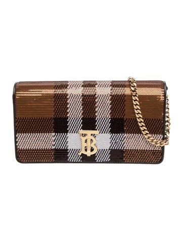 TB Monogram Lola Check Sequins Wallet on Chain