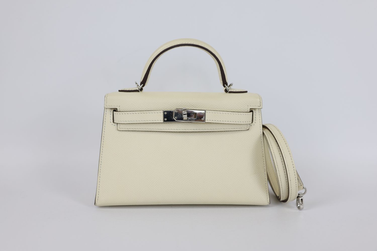 Hermes Hermès Mini Kelly, Nata Epsom Leather with Palladium Hardware, Preowned No Dustbag MA001 (Wire Price)