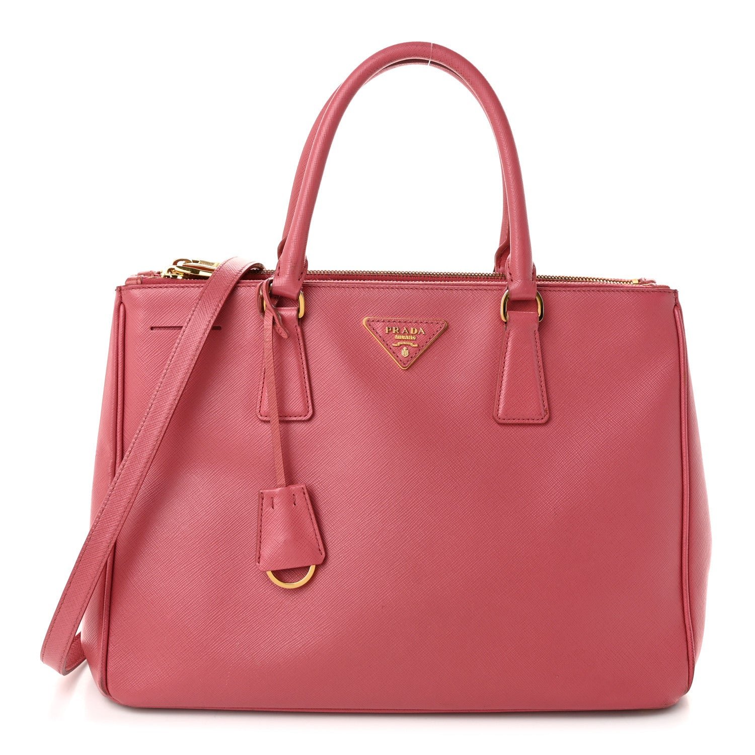 Prada Saffiano Medium Galleria Double Zip Tote Geranio