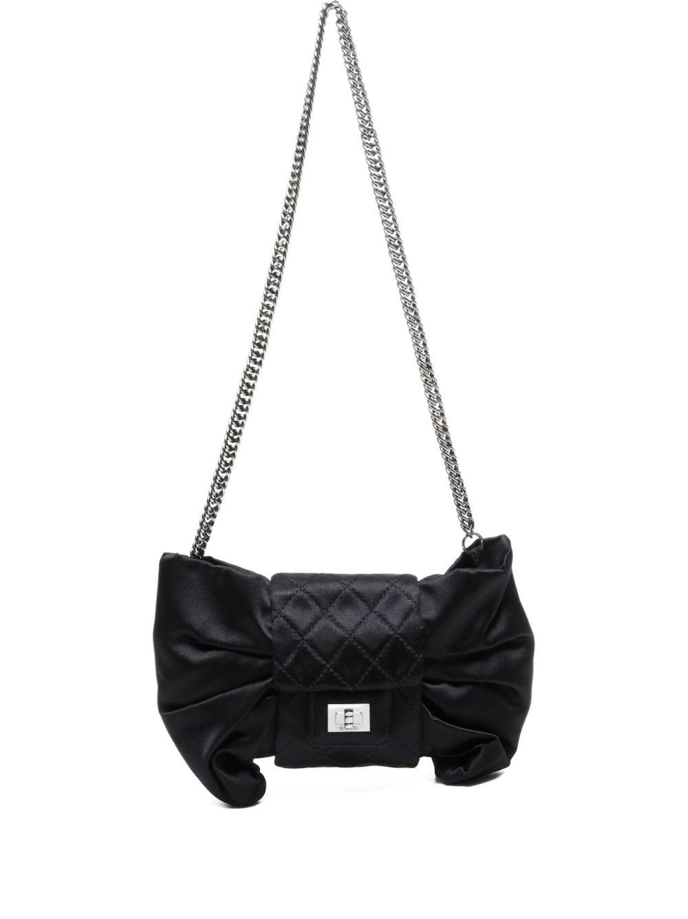 2008-2009 satin ribbon-embellished chain-strap shoulder bag