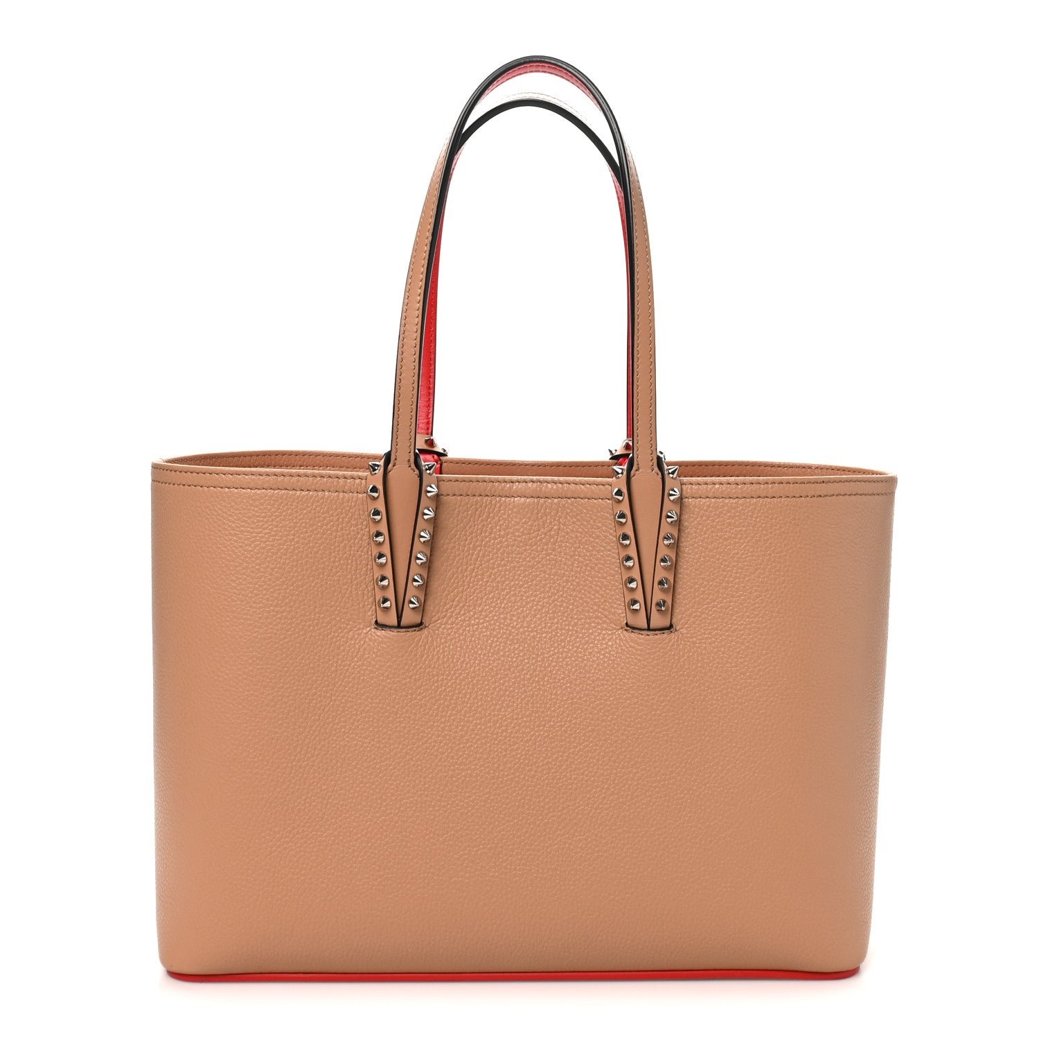 Christian Louboutin Calfskin Spikes East West Cabata Tote Nude