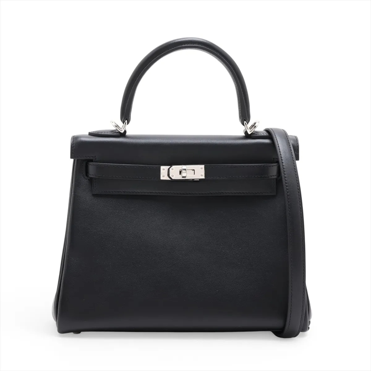 Hermès Kelly 25 Le Tournay Veau Cheri Black Silver Metal Fittings