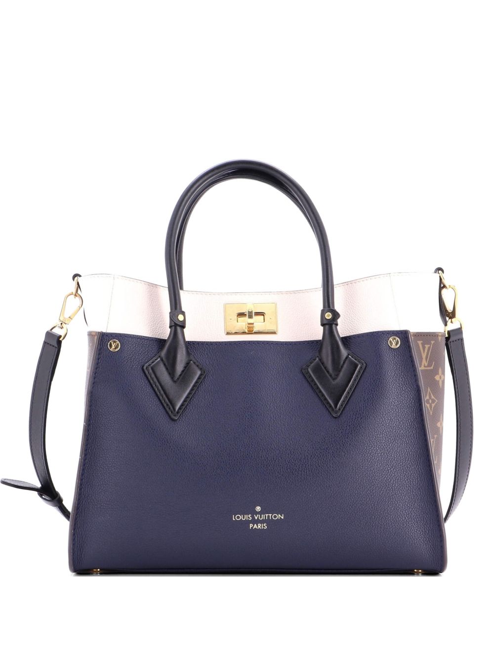Louis Vuitton On My Side Leather with Monogram Canvas MM tote bag