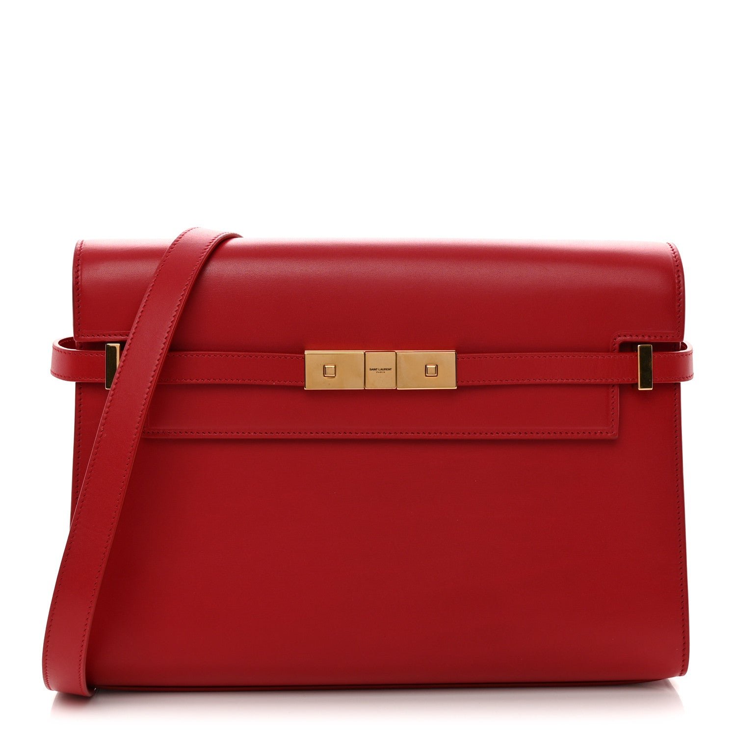 Saint Laurent Smooth Calfskin Manhattan Shoulder Bag Rouge Eros