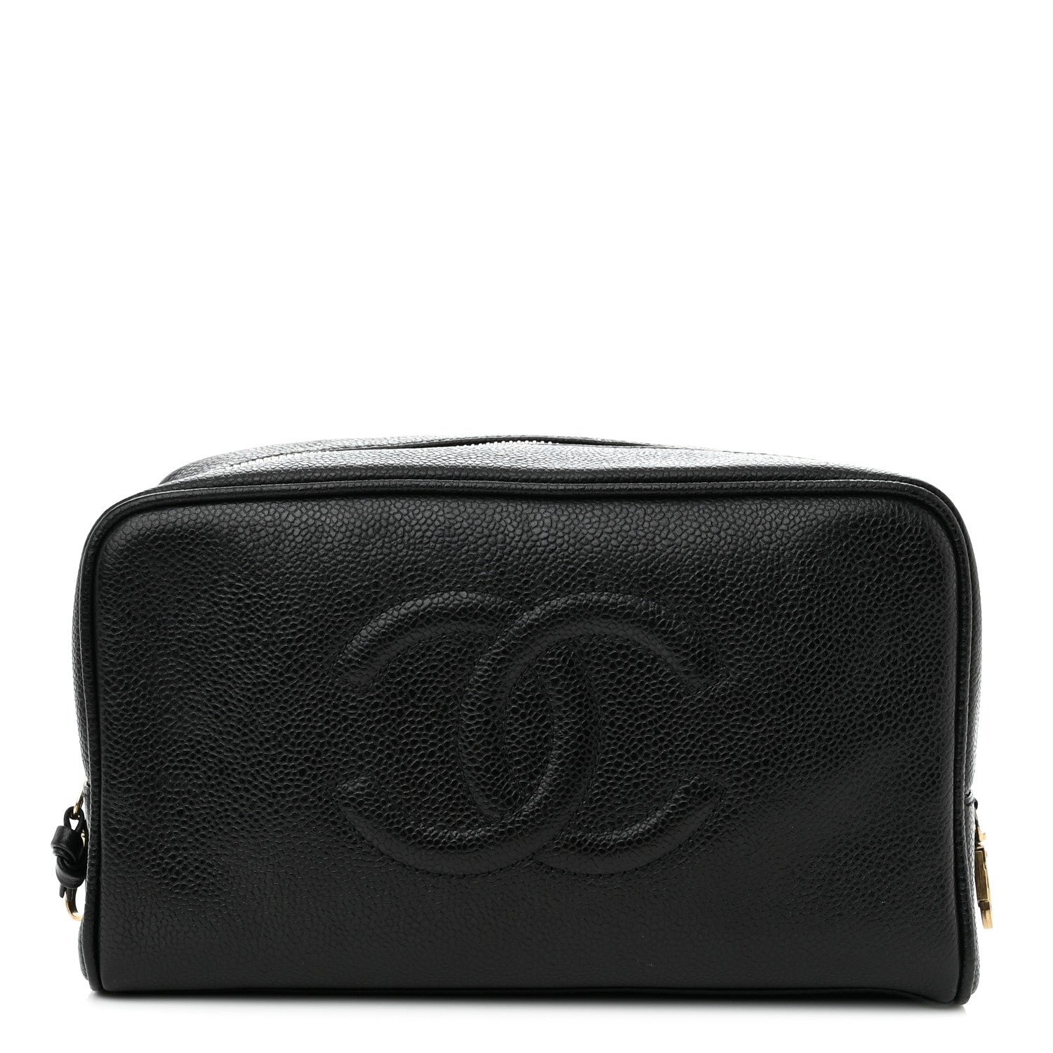 Chanel Caviar Timeless CC Cosmetic Pouch Bag Black