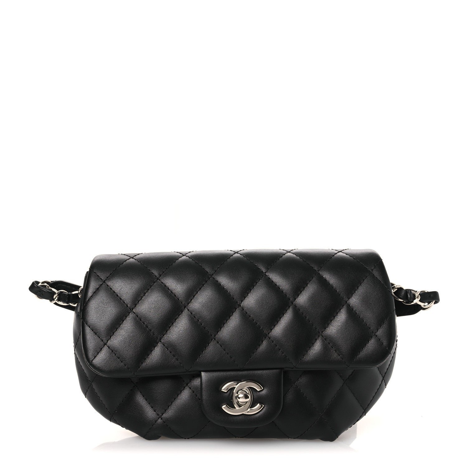 Chanel Calfskin Quilted CC Uniform Flap Belt Bag Black
