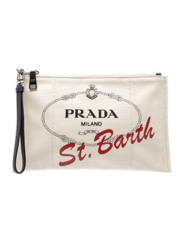 Saffiano Cuir Leather Canvas St. Barth Pouch