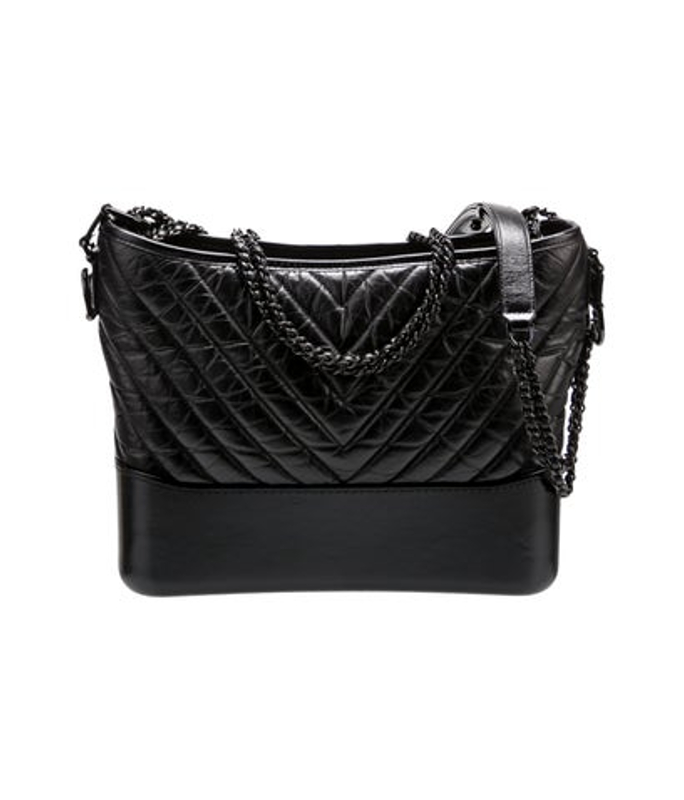Chanel Large So Black Chevron Gabrielle Hobo