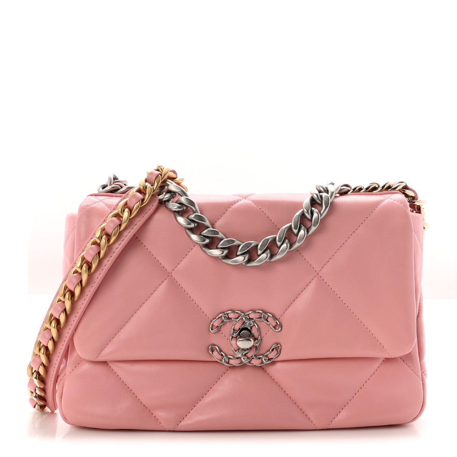 Chanel Lambskin Quilted Medium Chanel 19 Flap Light Pink
