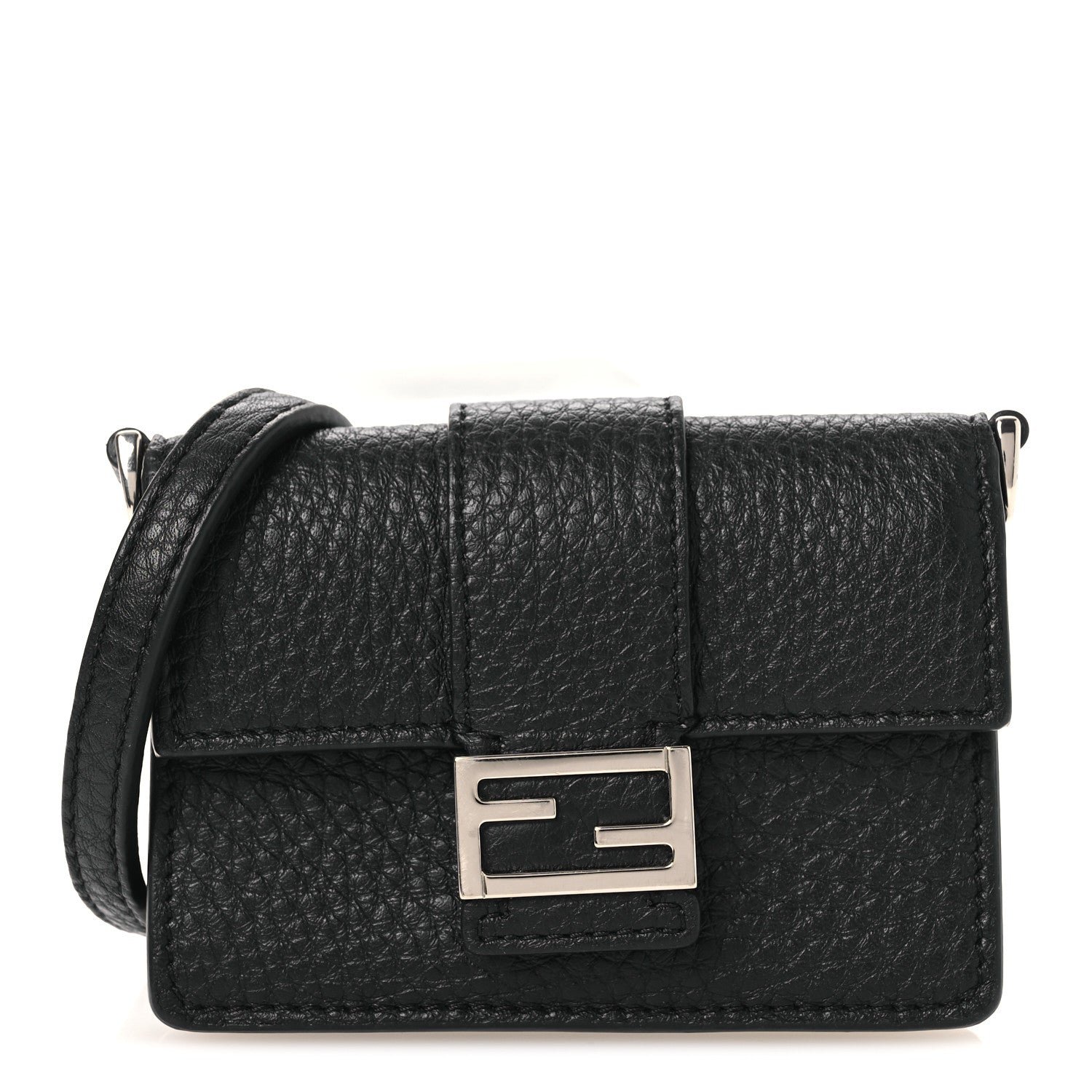 Fendi Cuoio Romano Micro Flat Baguette Black