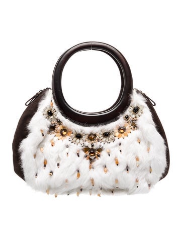 Fur Top Handle Bag