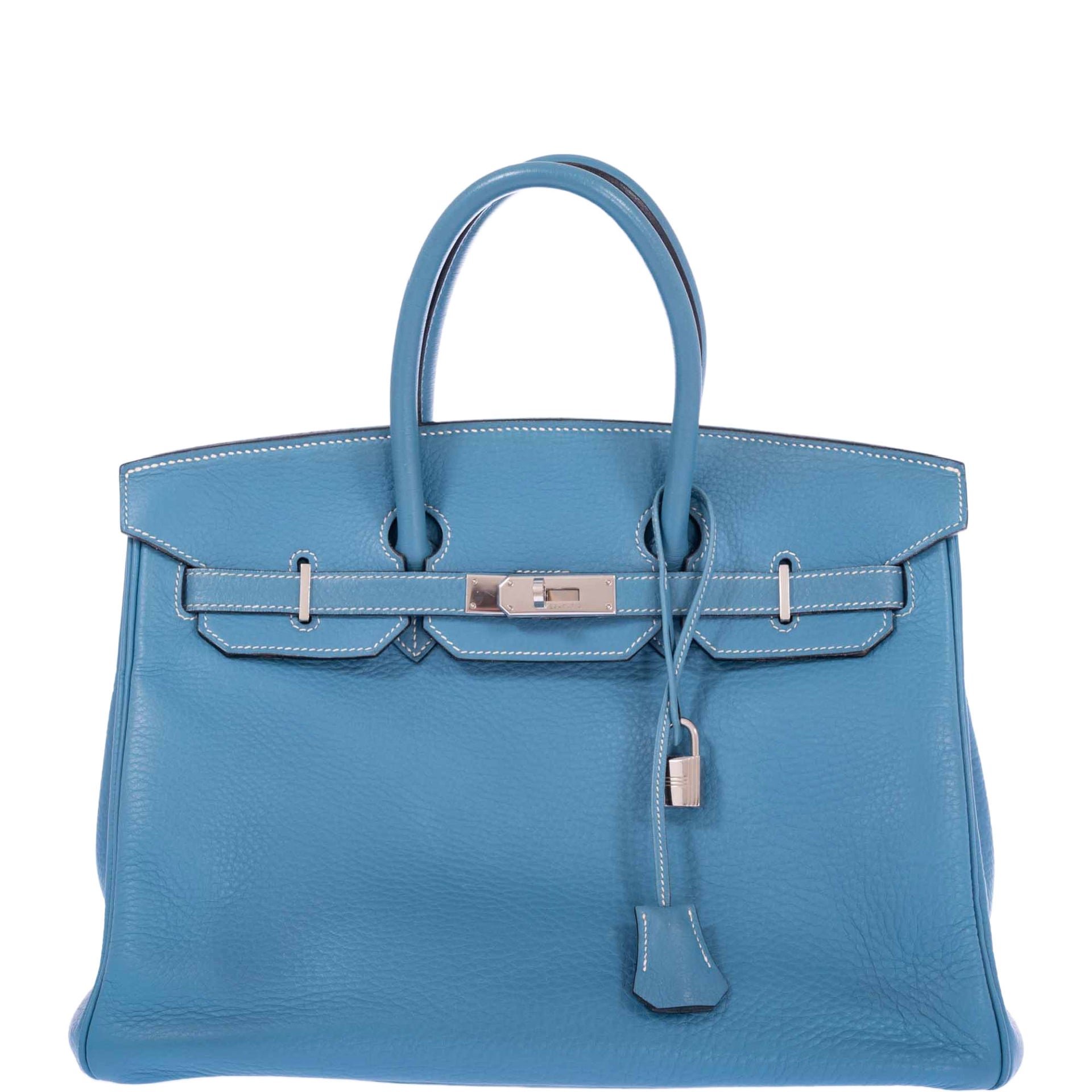 Hermes Hermès Birkin 35 Blue Jean Clemence Palladium Hardware