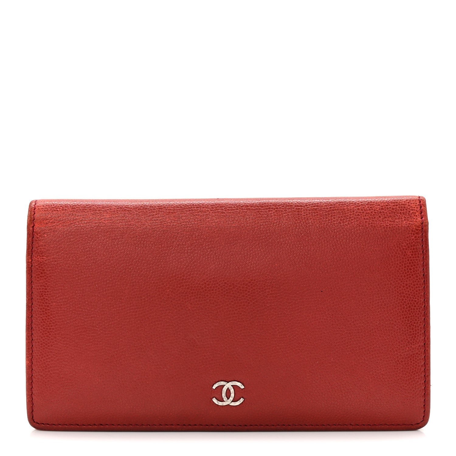 Chanel Caviar Sevruga Yen Wallet Red