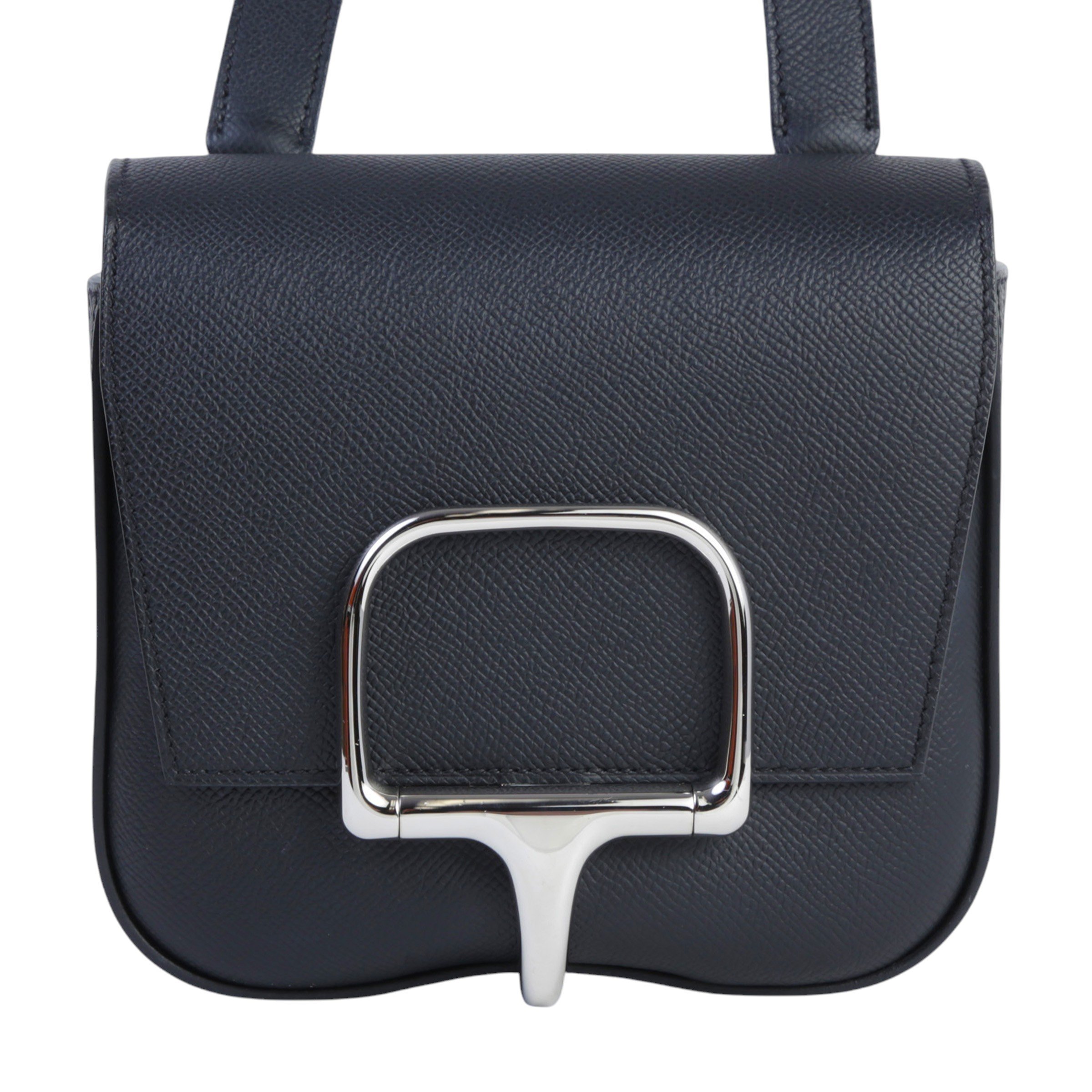Hermes Very Good ( Rank A)  HERMÈS  Della Cavalleria mini Noir (89) Epsom Palladium hardware B (2023)