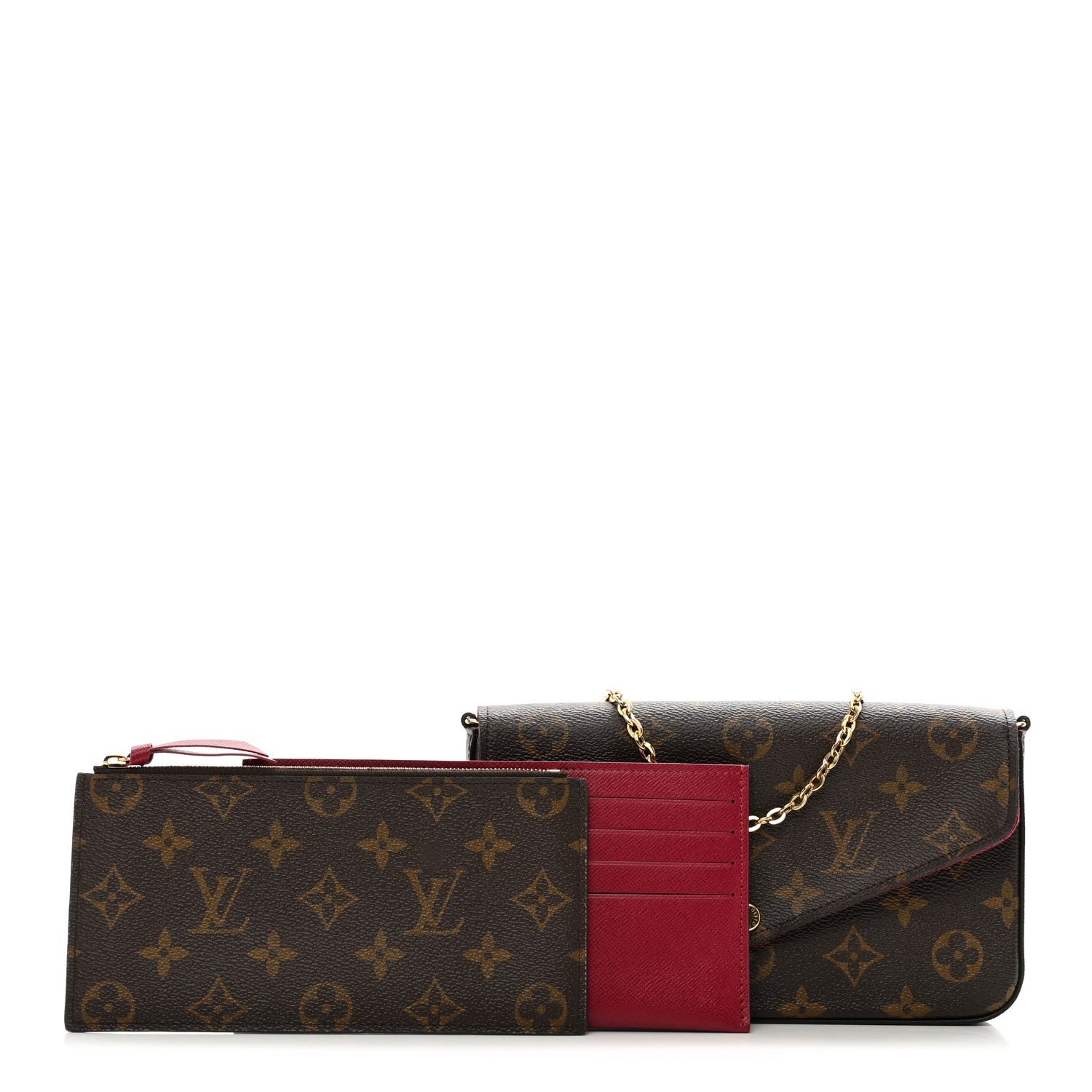 Louis Vuitton Monogram Pochette Felicie Chain Wallet Fuchsia