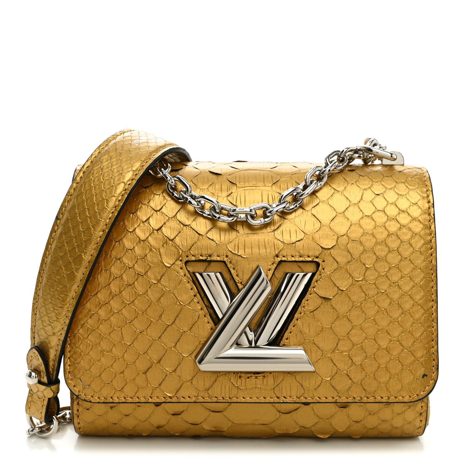 Louis Vuitton Metallic Snakeskin Twist Shoulder Bag PM Gold