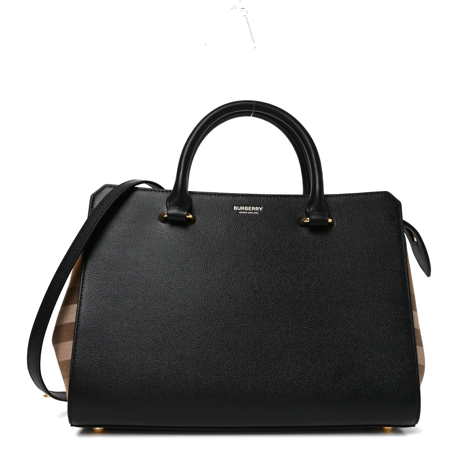 Burberry Calfskin Mega Check Small Banwell Tote Black