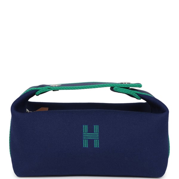Hermes Hermes Bride-A-Brac Case PM Marine Canvas Palladium Hardware