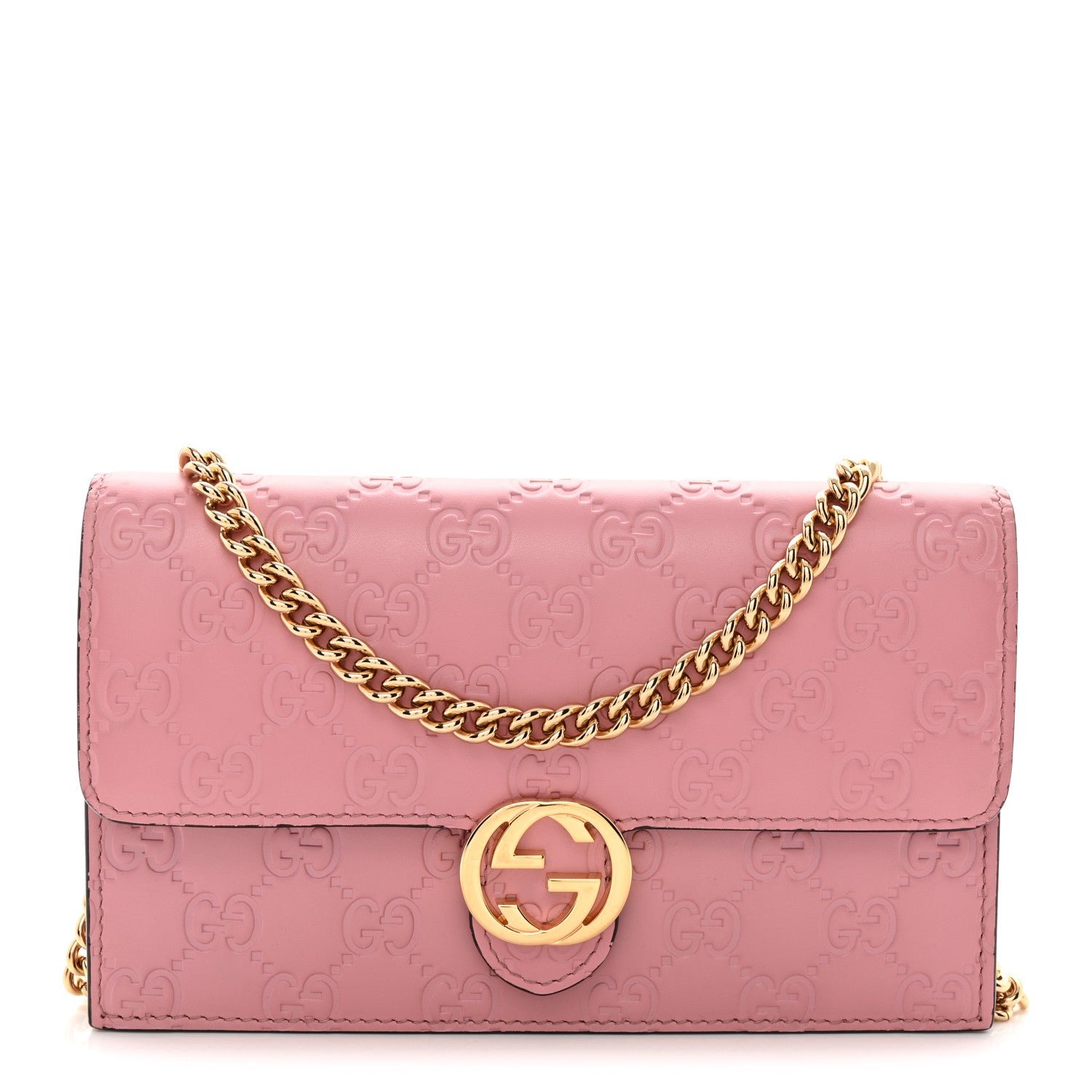 Gucci Guccissima Icon Chain Wallet Carmine Rose