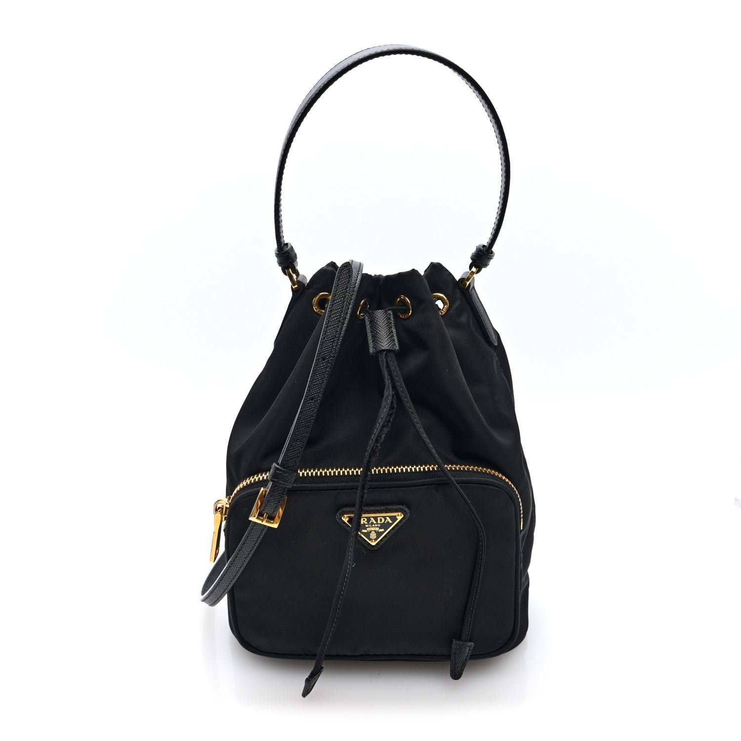 Prada Re-Nylon Duet Drawstring Shoulder Bag Black