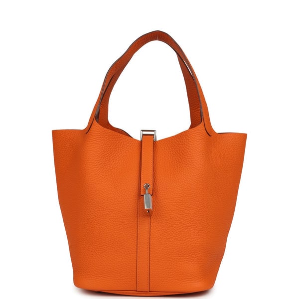 Hermes Hermes Picotin Lock 22 Orange Clemence Palladium Hardware