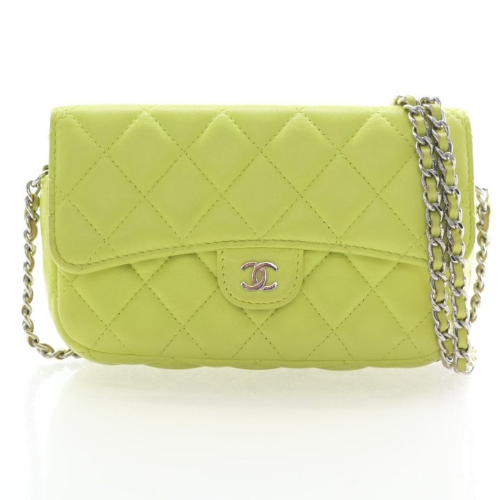 Chanel Lambskin Flap Phone Holder With Chain