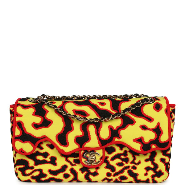 Chanel Maxi "Magma" Flap Bag Yellow, Red, Black Mixed Fibers Gold Hardware