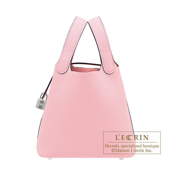 Hermes Picotin Lock bag 18/PM Rose sakura Clemence leather Silver hardware