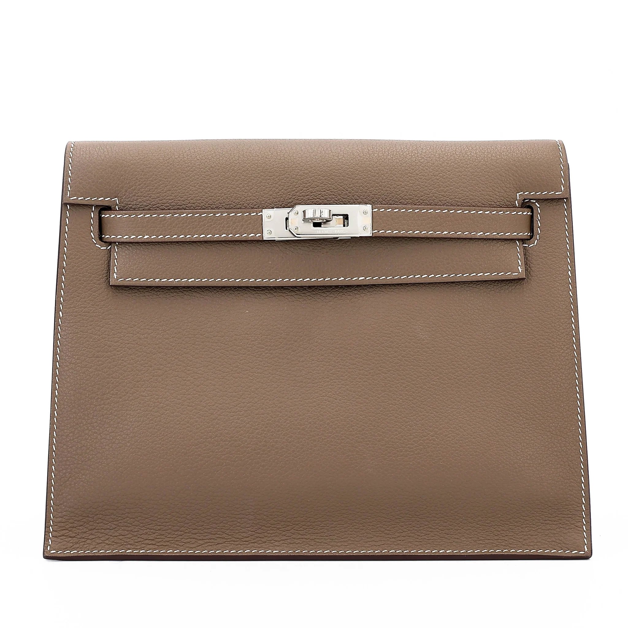 Excellent ( Rank SA ) HERMÈS Kelly Danse Verso Etoupe (18) New White (0U) Evercolor Palladium hardware W (2024)
