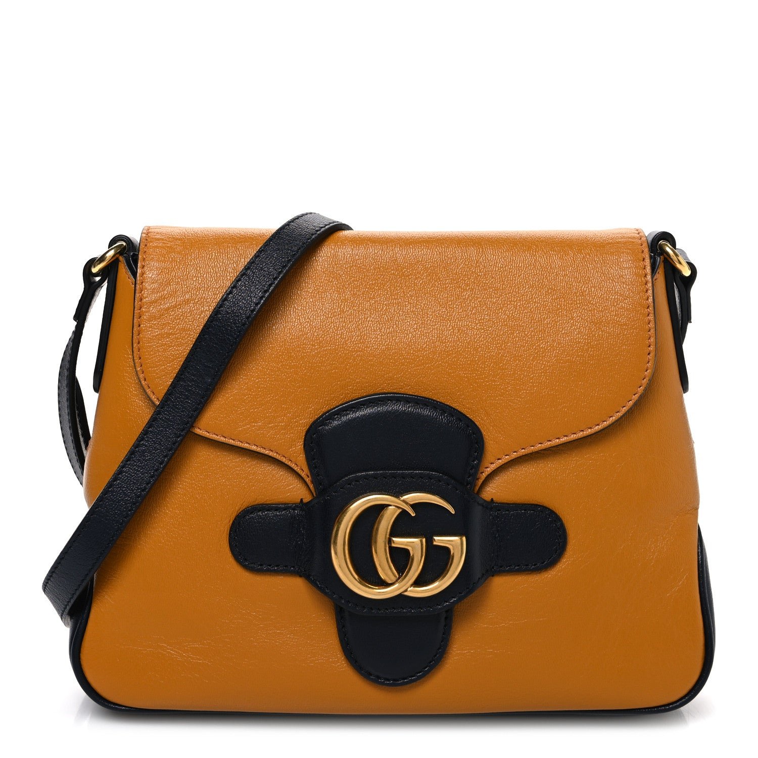 Gucci New Sakai Calfskin Lux Small Dahlia Messenger Shoulder Bag Yellow Black
