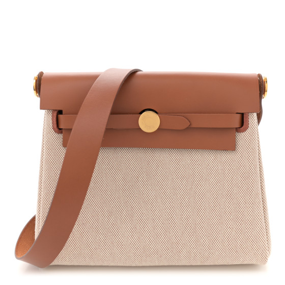 Hermes Military Toile Vache Hunter Herbag Zip Retourne 20 Ecru Beige Fauve