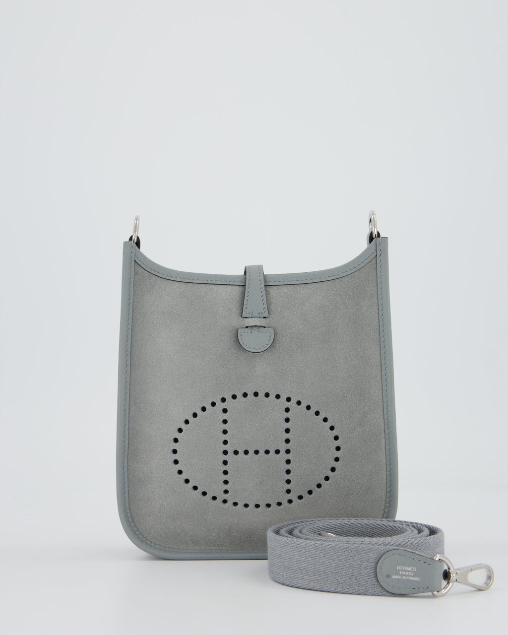Hermes *RARE* Hermès Mini Evelyne Bag in Gris Pantin Grizzly Suede Calfskin Leather with Palladium Hardware