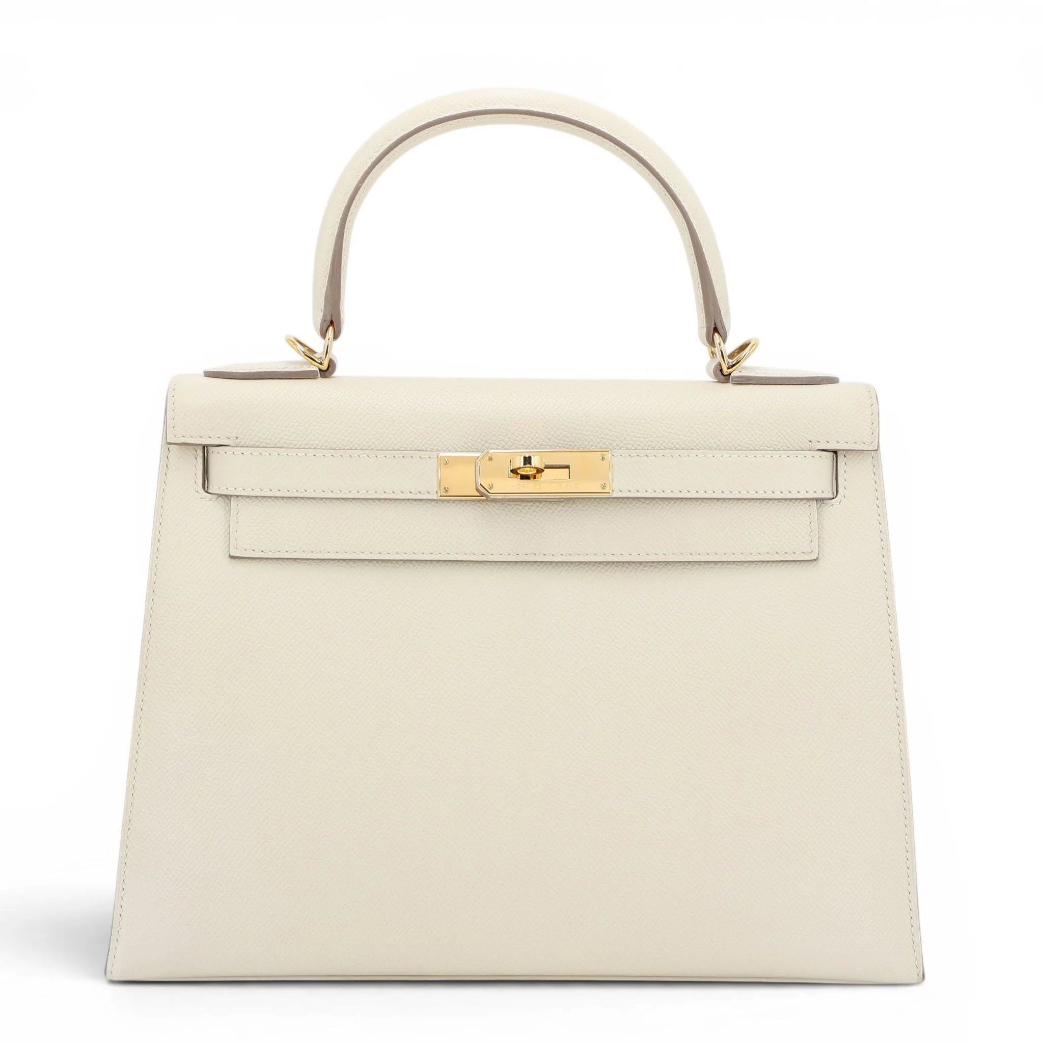 Very Good ( Rank A) HERMÈS Kelly 28 Sellier Craie (10) Epsom Gold hardware A (2017)