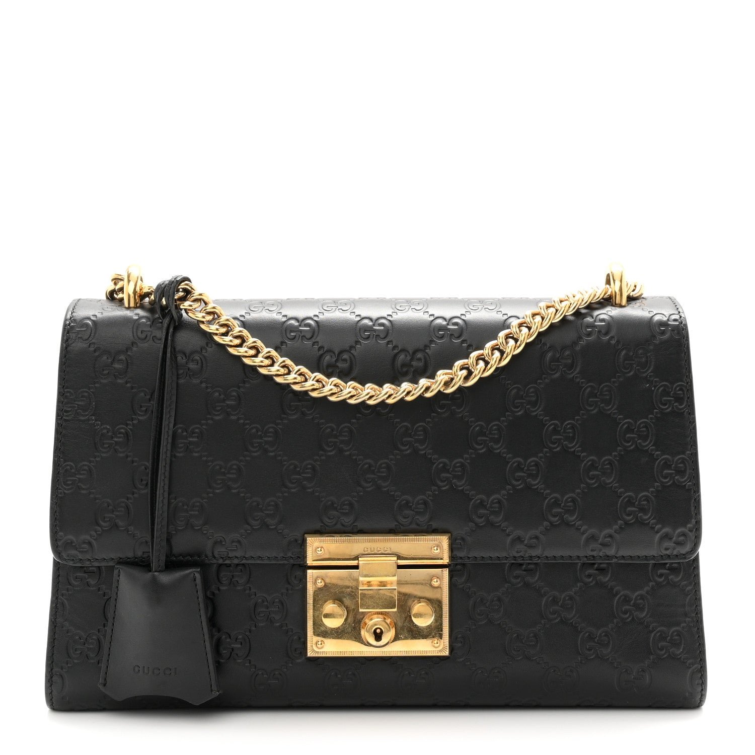 Gucci Guccissima Medium Padlock Shoulder Bag Black