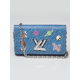 Louis Vuitton Louis Vuitton Blue Denim Pins Epi Leather Twist Wallet on Chain Bag