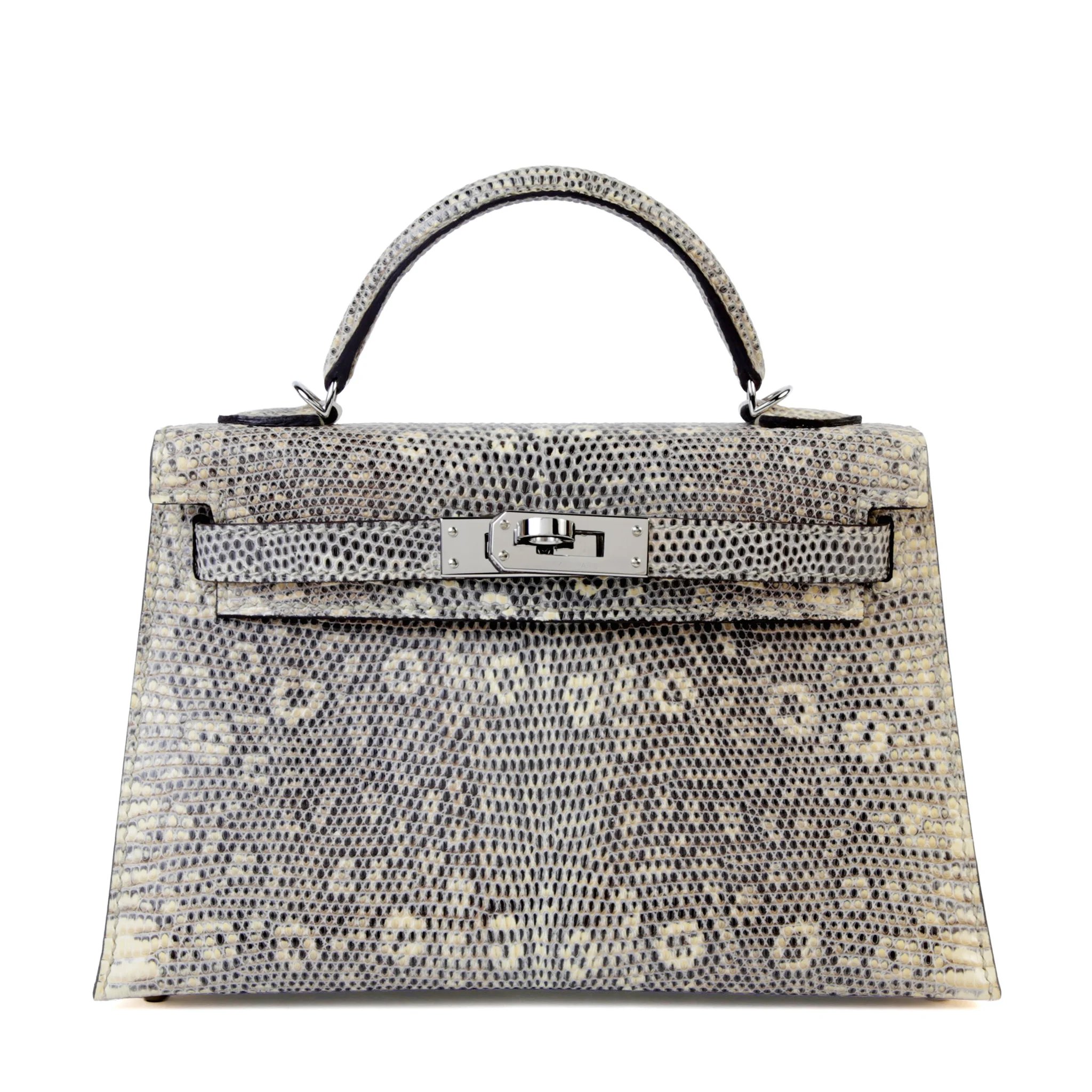 Excellent ( Rank SA ) HERMÈS Mini Kelly II Ombre (1B) Lizard Palladium hardware Z (2021)