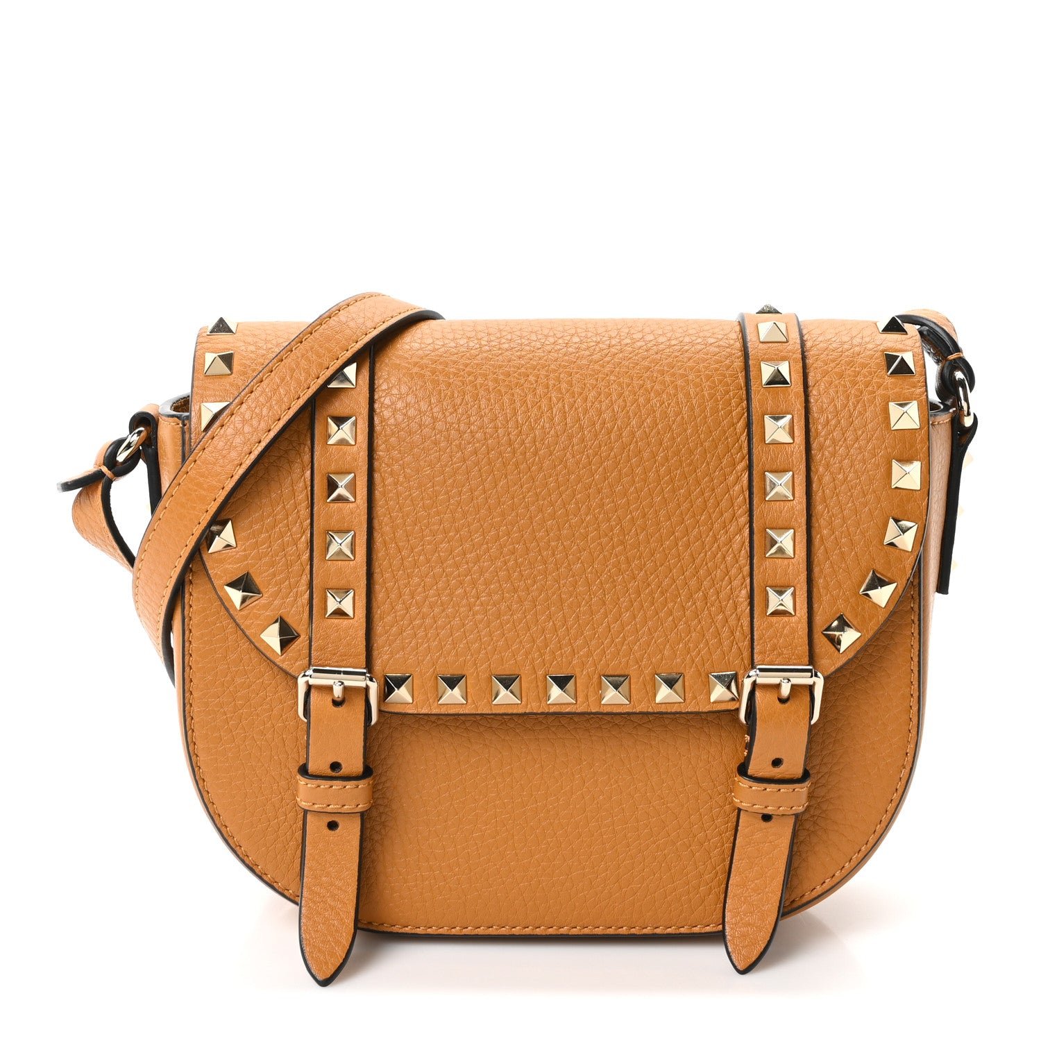 Valentino Garavani Valentino Garavani Vitello Small Rockstud Satchel Crossbody Bag Light Cuir