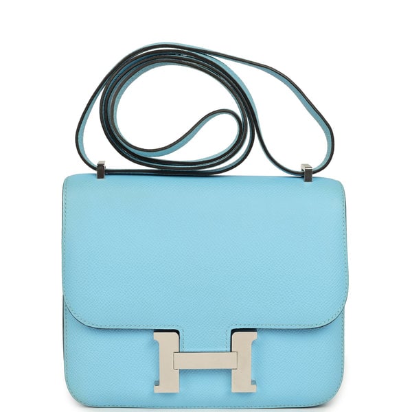 Pre-owned Hermes Constance 18 Celeste Epsom Palladium Hardware