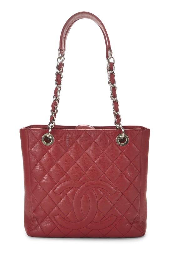 Red Quilted Caviar Petite Shopping Tote (PST)