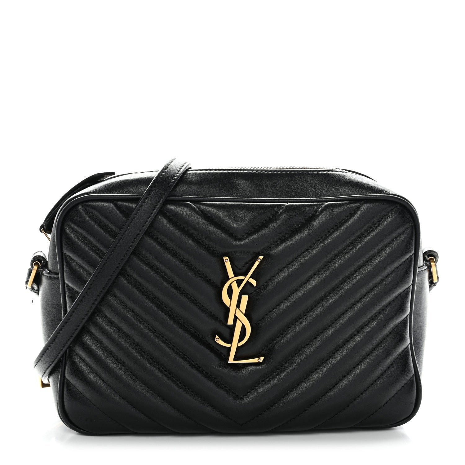 Saint Laurent Saint Laurent Calfskin Matelasse Monogram Lou Camera Bag Black