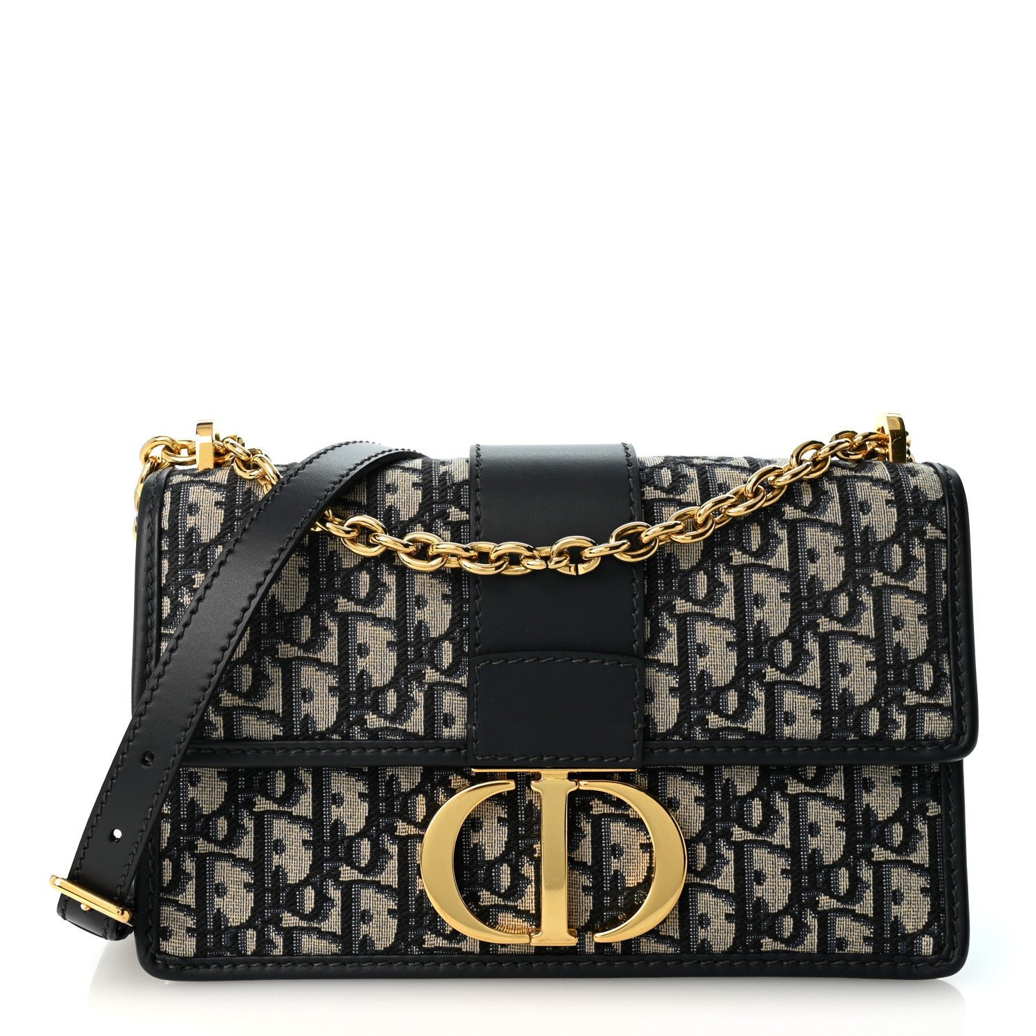 Christian Dior Oblique 30 Montaigne Chain Flap Bag Blue
