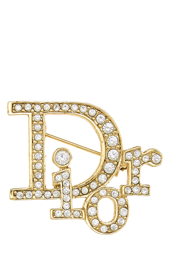 Dior Gold Crystal Logo Pin