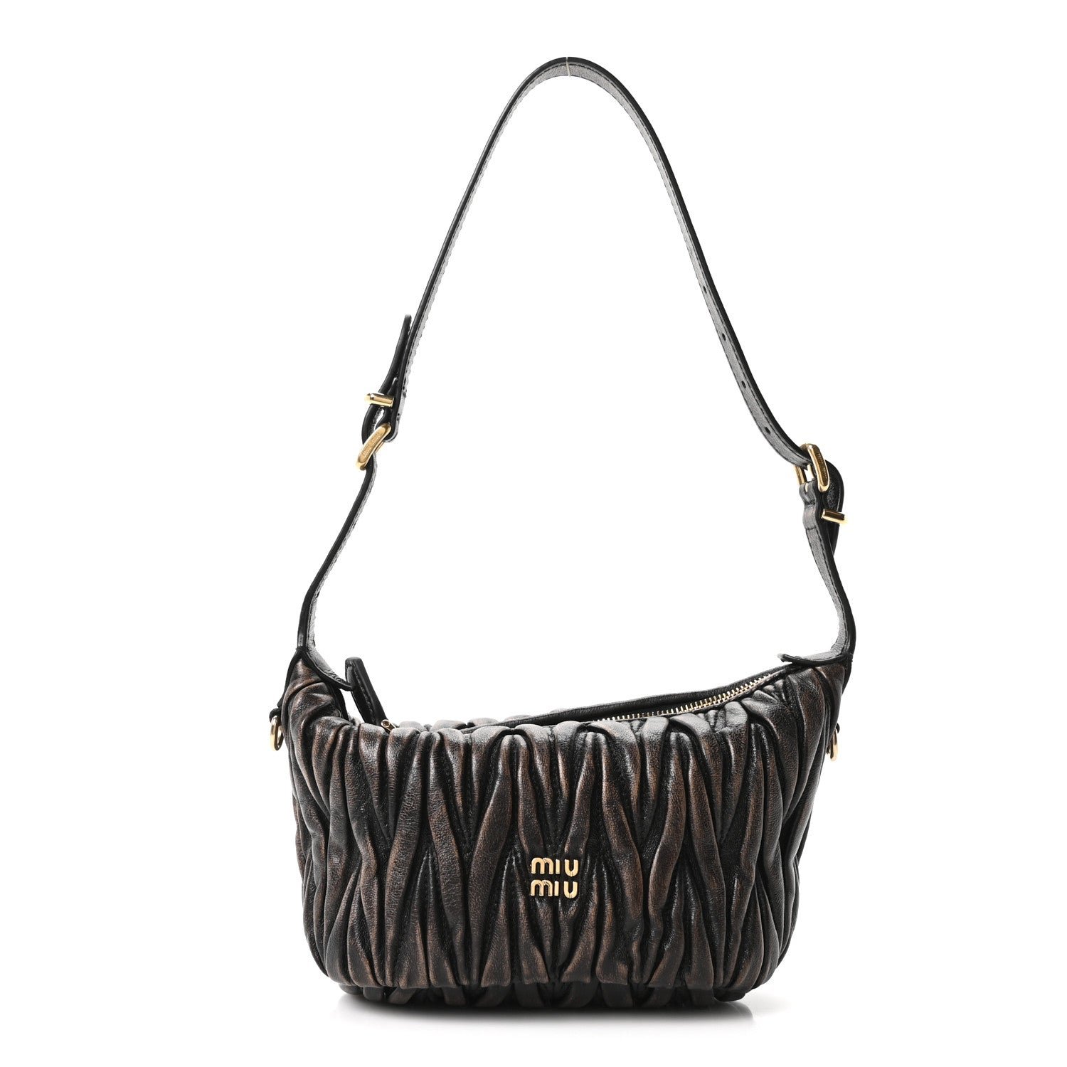 Miu Miu Miu Miu Nappa Matelasse Pouch Sabbia Caffe