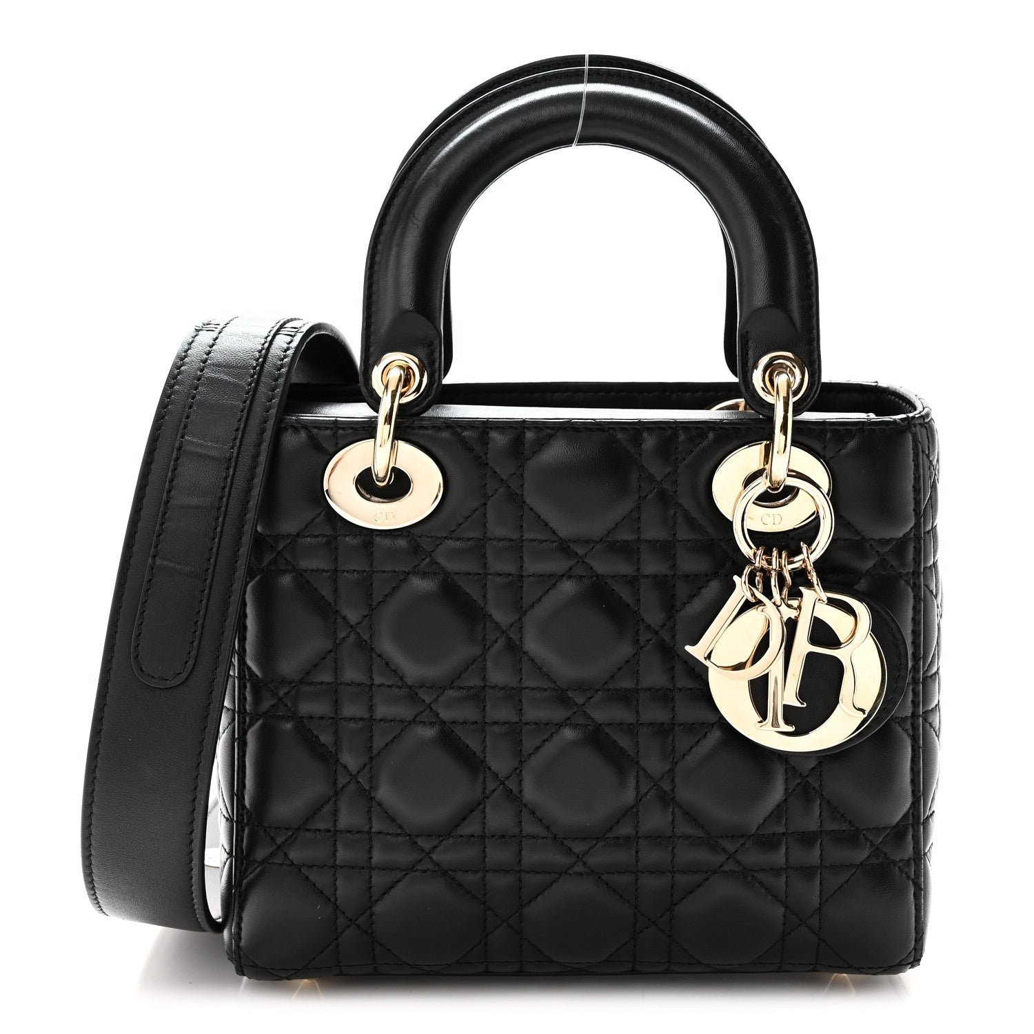 Christian Dior Lambskin Cannage Small Lucky Badges My Lady Dior Black