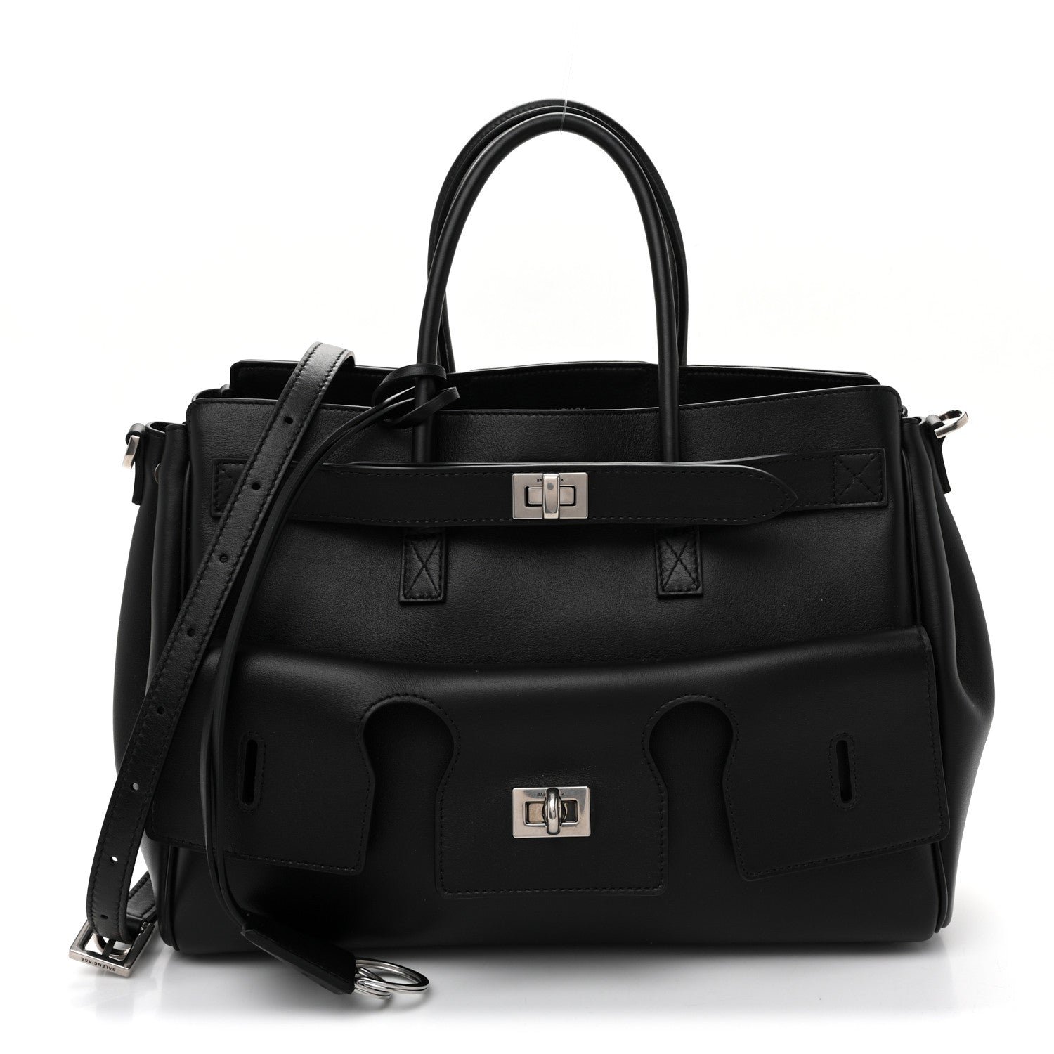 Balenciaga Smooth Calfskin Small Bel Air Carry All Bag Black