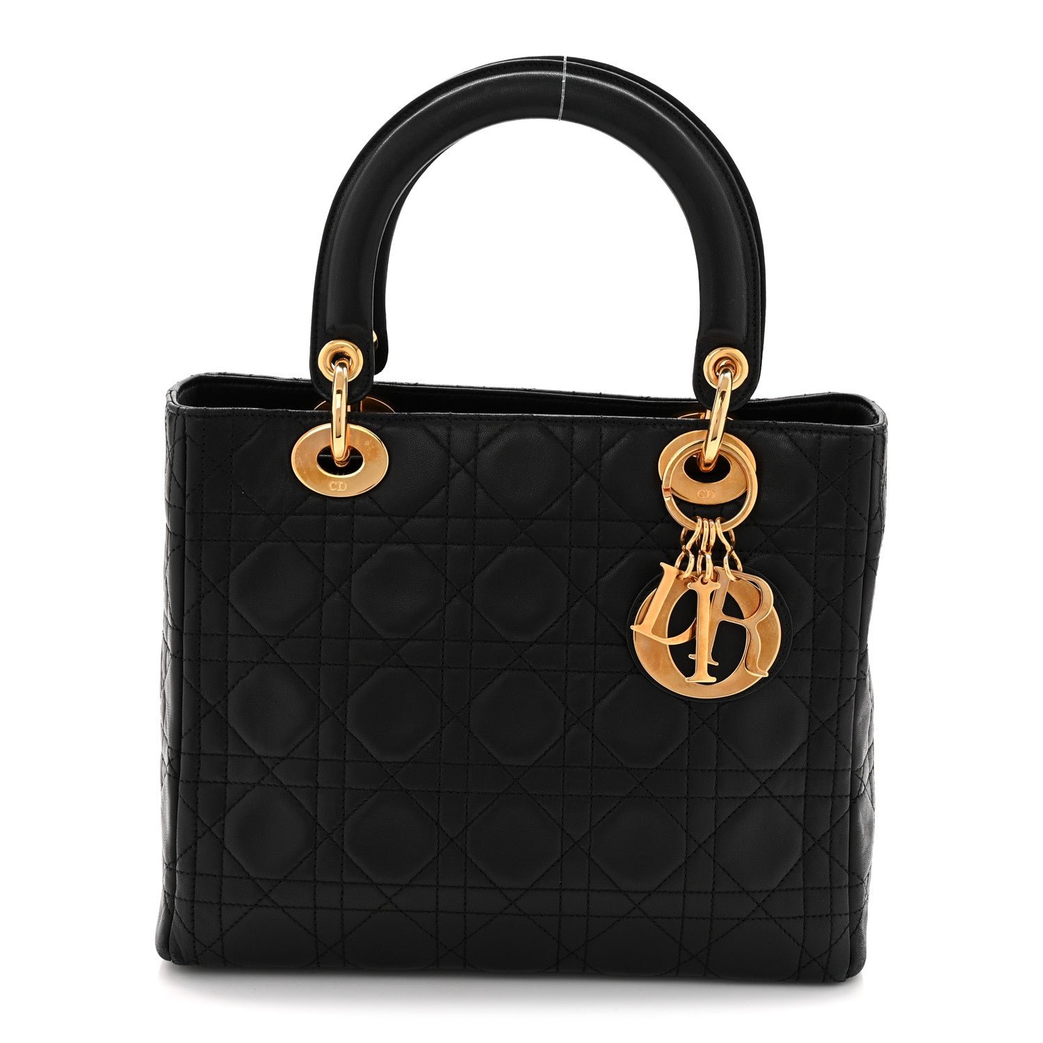 Christian Dior Lambskin Cannage Medium Lady Dior Black