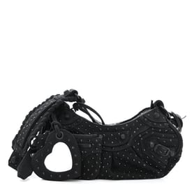 Balenciaga Denim Embellished Le Cagole Shoulder Bag XS Black