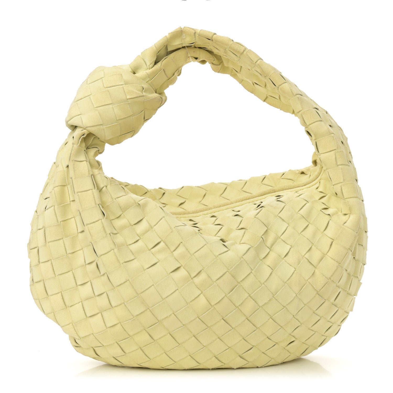 Bottega Veneta Suede Calfskin Intrecciato Teen Jodie Hobo Lemon Wash